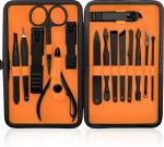 Utopia Care 15 Pieces Manicure Set - Stainless Steel Manicure Nail Clippers Pedicure Kit - Professional Grooming Kits, Nail Care Tools with Luxurious Travel Case (Black)